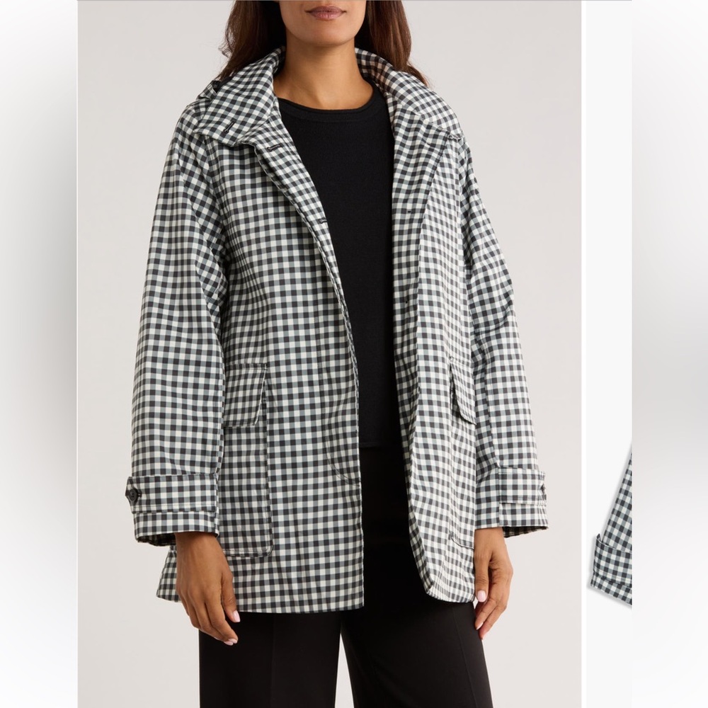 NWT Bernardo Black and White Gingham Hooded Jacket